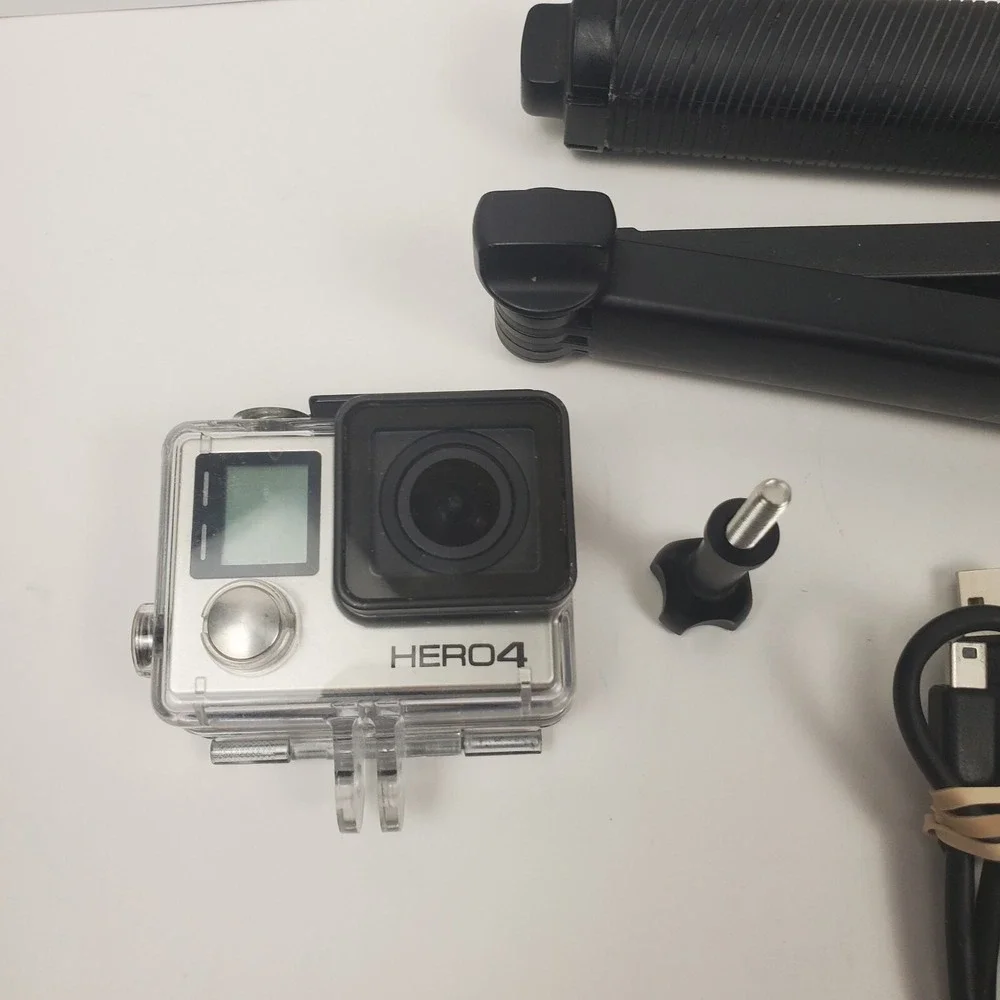 GoPro HERO4 Action Camera Battery Case Handle Tripod Tested Working